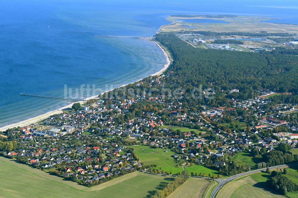 Lubmin von oben - Stadtansicht am Küstenbereich der Ostsee in Lubmin im Bundesland Mecklenburg-Vorpommern, Deutschland