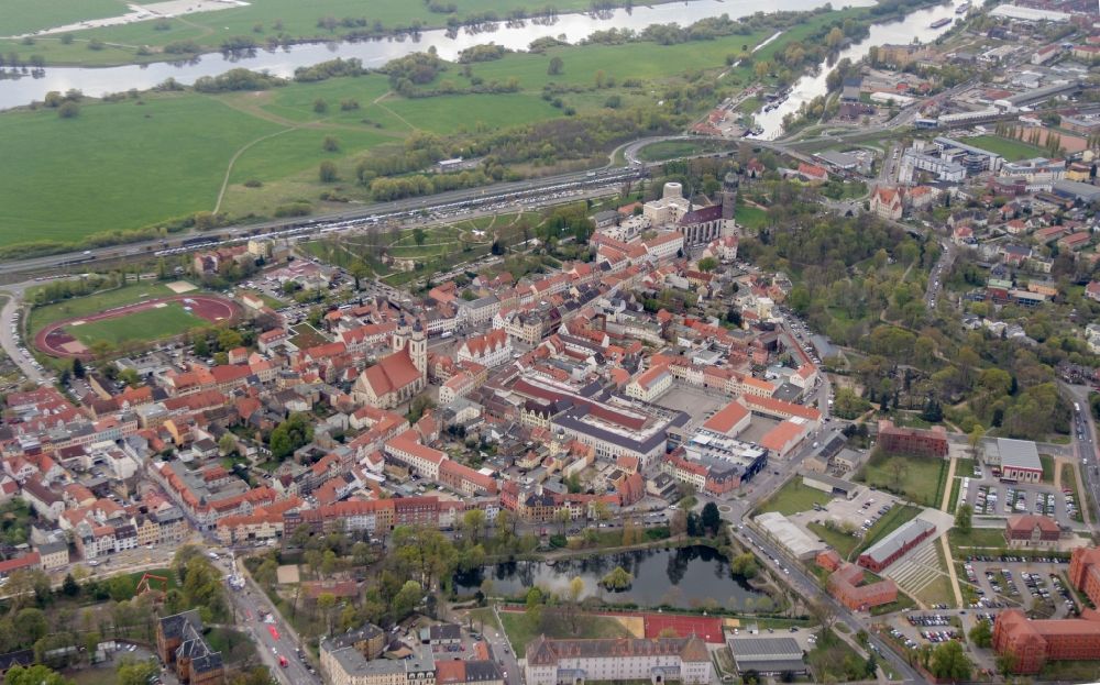 Lutherstadt Wittenberg aus der Vogelperspektive: Stadtansicht von Lutherstadt Wittenberg im Bundesland Sachsen-Anhalt