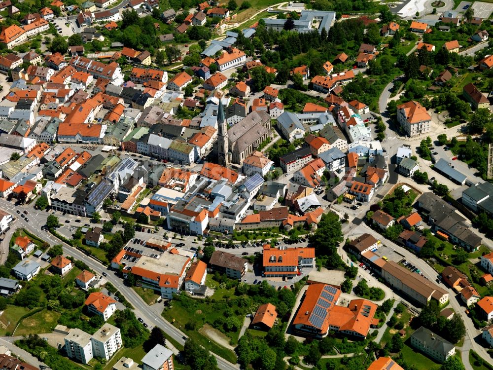 Luftaufnahme Waldkirchen - Stadtansicht vom Ortszentrum Waldkirchen im Bundesland Bayern