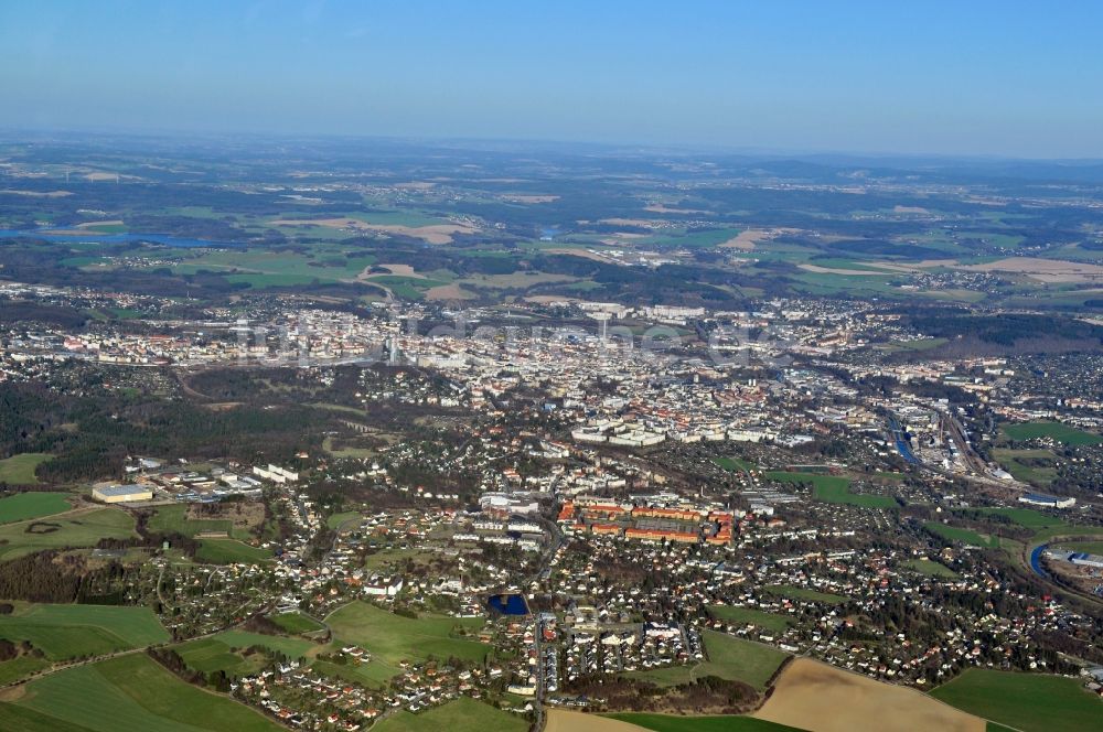 Plauen von oben - Stadtansicht von Plauen mit dem Amtsgericht im Bundesland Sachsen