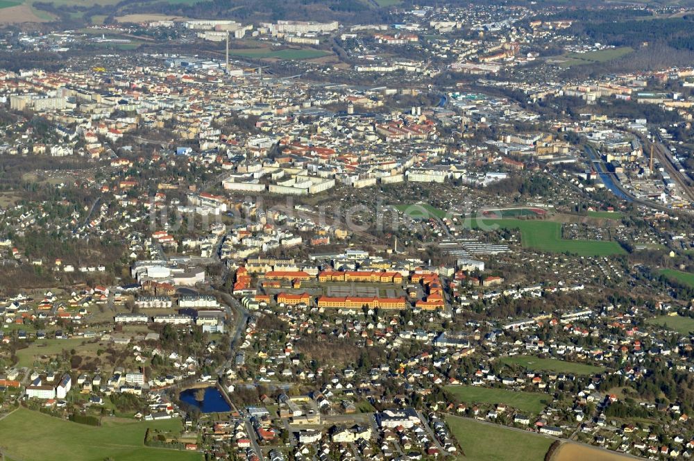 Plauen aus der Vogelperspektive: Stadtansicht von Plauen mit dem Amtsgericht im Bundesland Sachsen