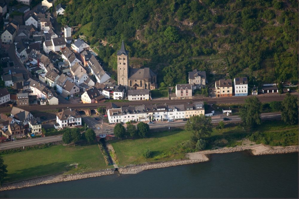 Sankt Goarshausen von oben - Stadtansicht von Sankt Goarshausen- Wellmich im Bundesland Rheinland-Pfalz, Deutschland