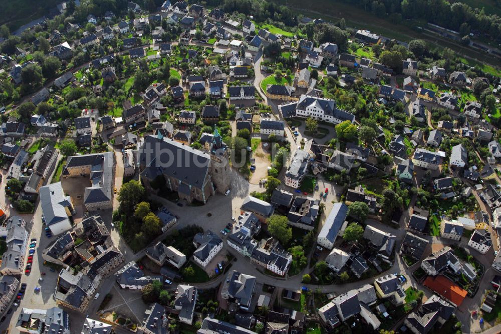Schneeberg aus der Vogelperspektive: Stadtansicht Schneeberg mit Blick auf die St. Wolfgangskirche