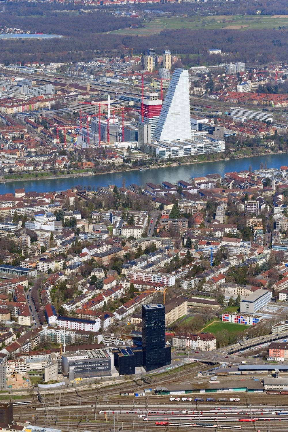 Luftbild Basel - Stadtansicht und Stadtgebiet im Ortsteil Sankt Alban in Basel, Schweiz