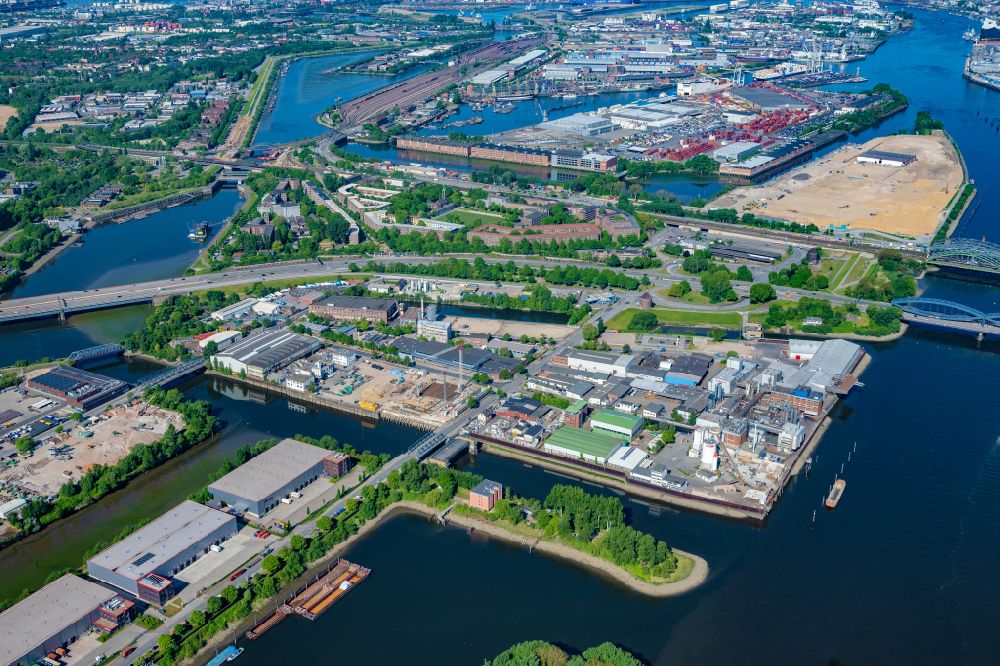 Hamburg von oben - Stadtansicht des Stadtteil am Flussverlauf der Norderelbe im Ortsteil Veddel in Hamburg, Deutschland