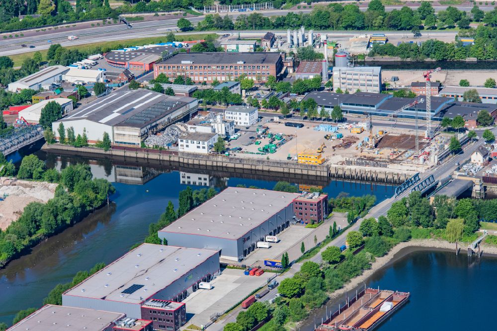 Luftbild Hamburg - Stadtansicht des Stadtteil am Flussverlauf der Norderelbe im Ortsteil Veddel in Hamburg, Deutschland