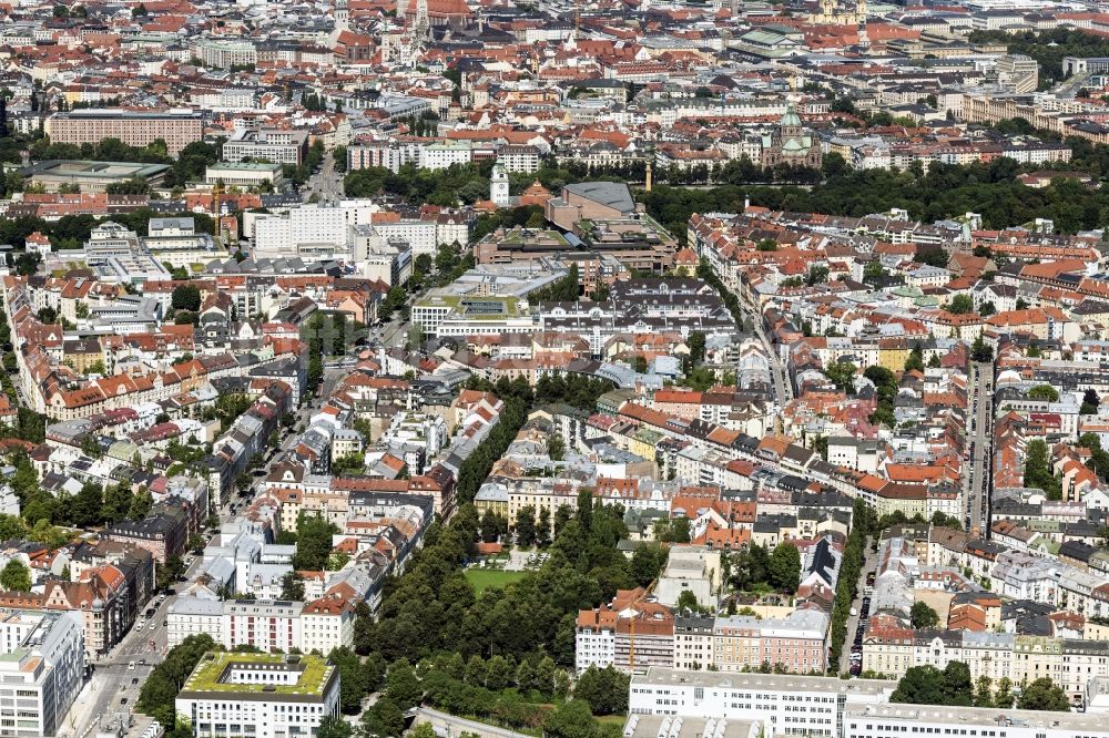 Luftbild München - Stadtansicht des Stadtteil Au und Haidhausen im Stadtgebiet in München im Bundesland Bayern, Deutschland