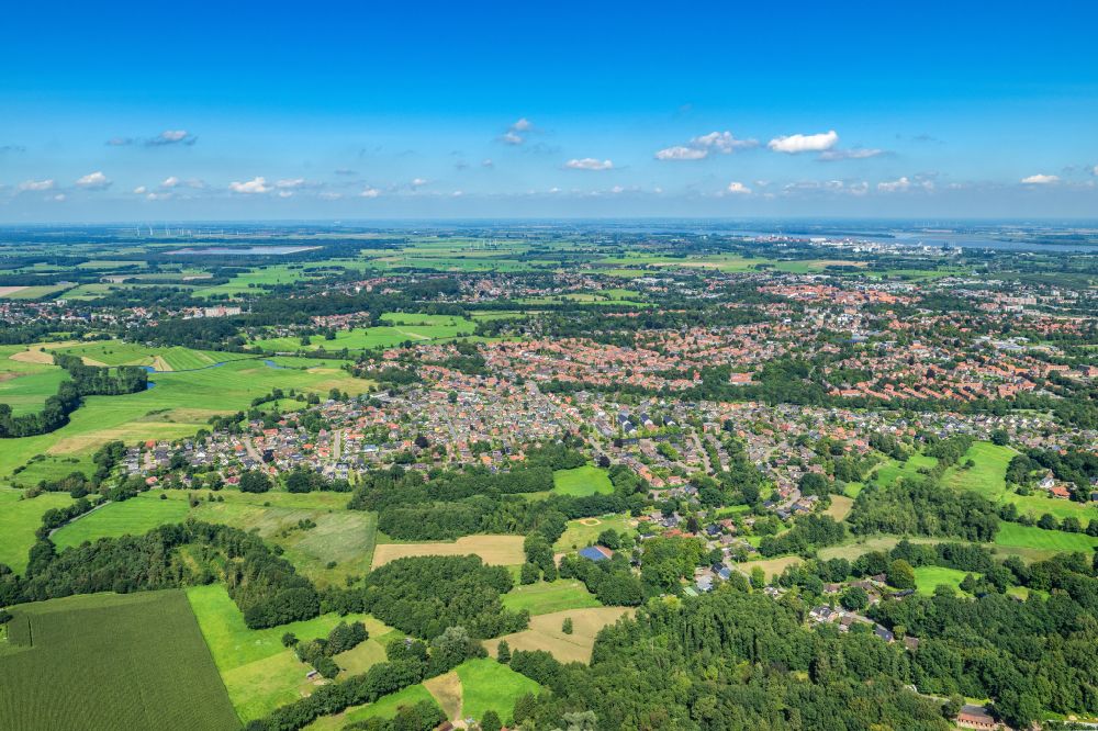 Luftaufnahme Stade - Stadtansicht des Stadtteil Klein Thun Barge in Stade im Bundesland Niedersachsen, Deutschland