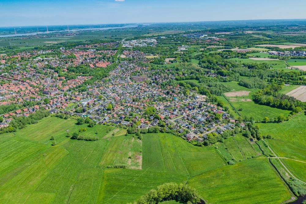 Luftbild Stade - Stadtansicht des Stadtteil Klein Thun in Stade im Bundesland Niedersachsen, Deutschland