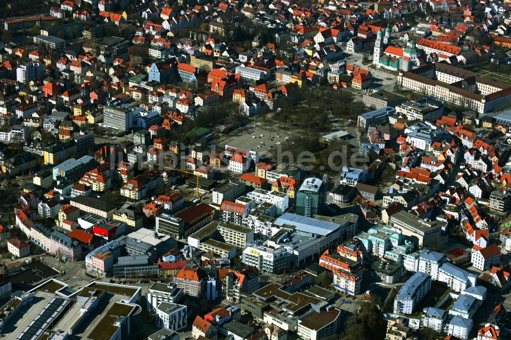 Luftbild Kempten (Allgäu) - Stadtansicht des Stadtteil rund um den Königsplatz in Kempten (Allgäu) im Bundesland Bayern, Deutschland