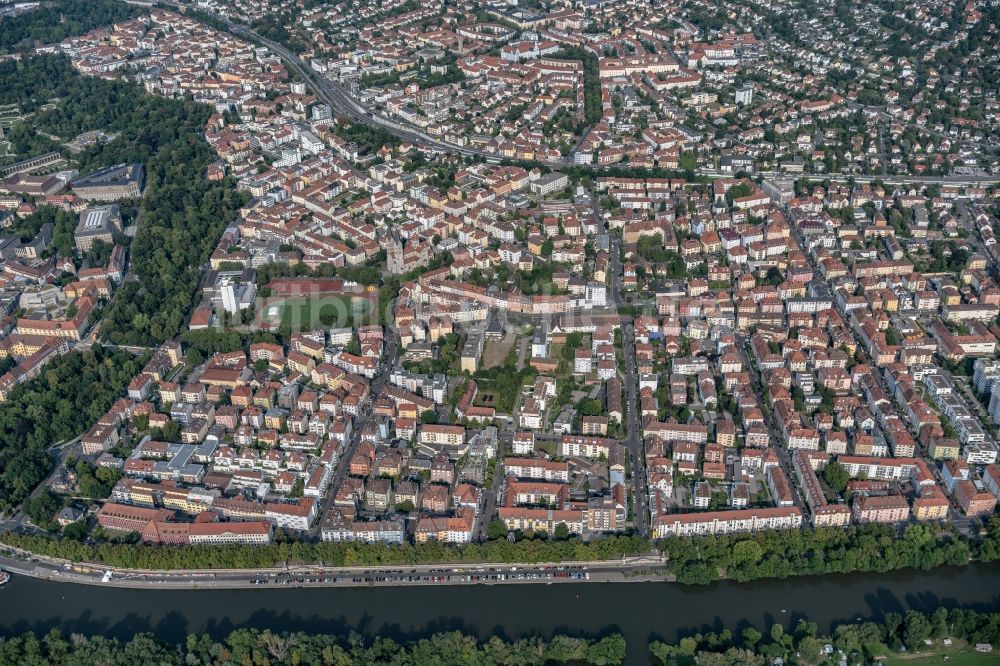 Luftaufnahme Würzburg - Stadtansicht im Stadtteil Sanderau in Würzburg im Bundesland Bayern, Deutschland