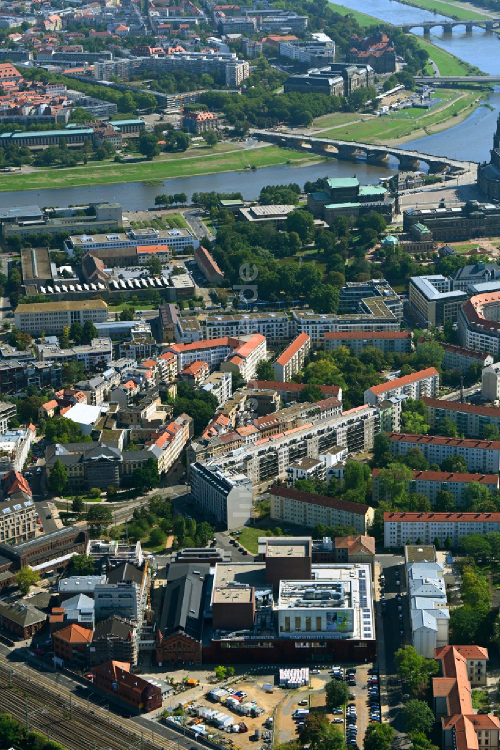 Luftbild Dresden - Stadtansicht im Stadtteil Wilsdruffer Vorstadt in Dresden im Bundesland Sachsen, Deutschland