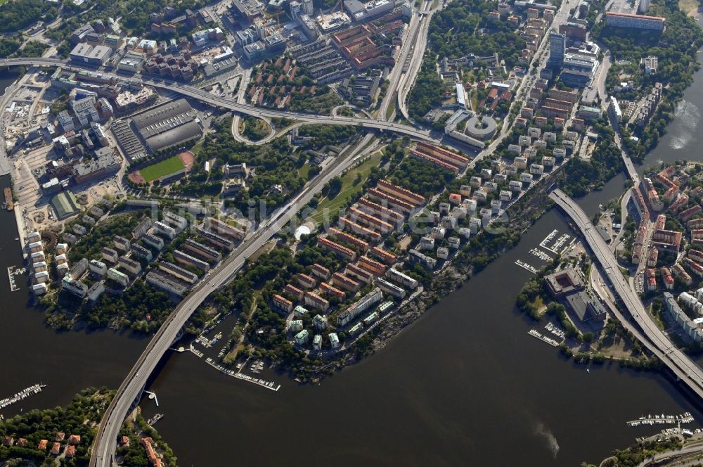 Luftbild Stockholm - Stadtansicht mit den Wohngebieten im Stadtteil Fredhäll in Stockholm, der Hauptstadt von Schweden