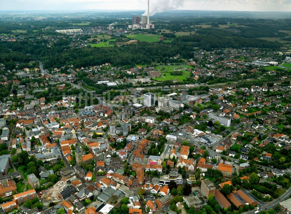 Ibbenbüren aus der Vogelperspektive: Stadtansicht vom Zentrum der Stadt Ibbenbüren im Bundesland Nordrhein-Westfalen NRW