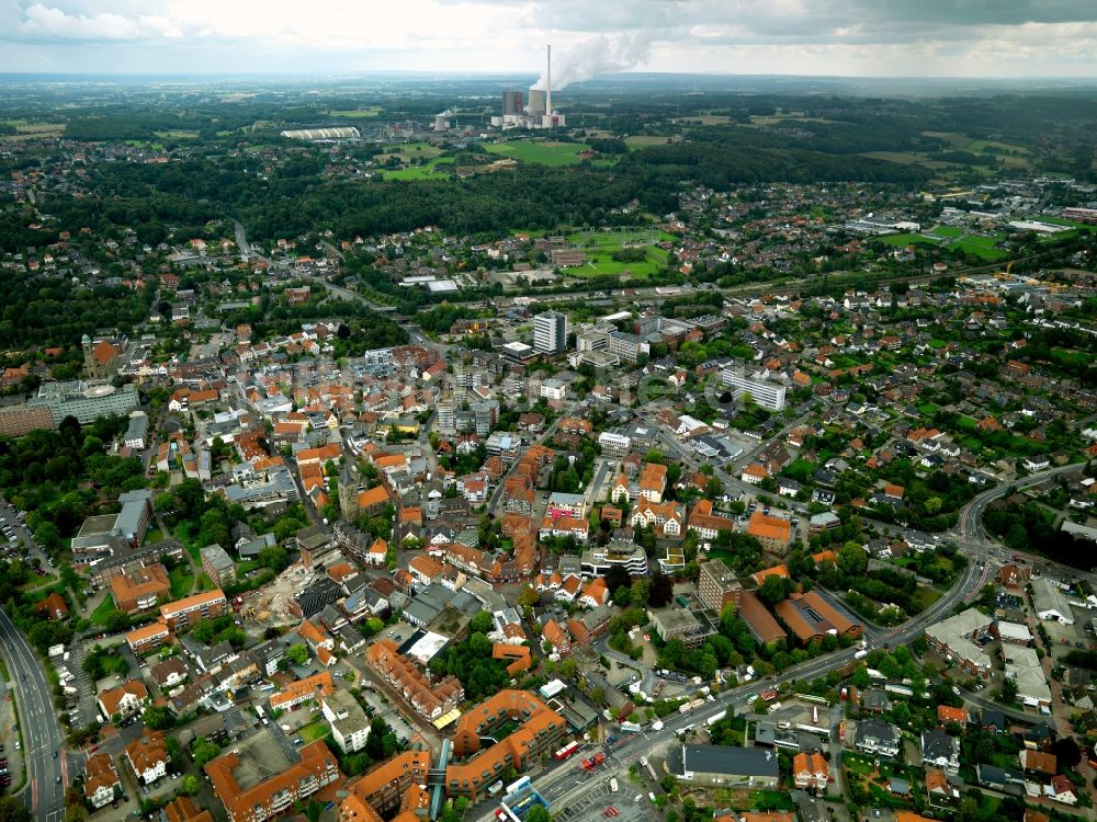 Luftbild Ibbenbüren - Stadtansicht vom Zentrum der Stadt Ibbenbüren im Bundesland Nordrhein-Westfalen NRW