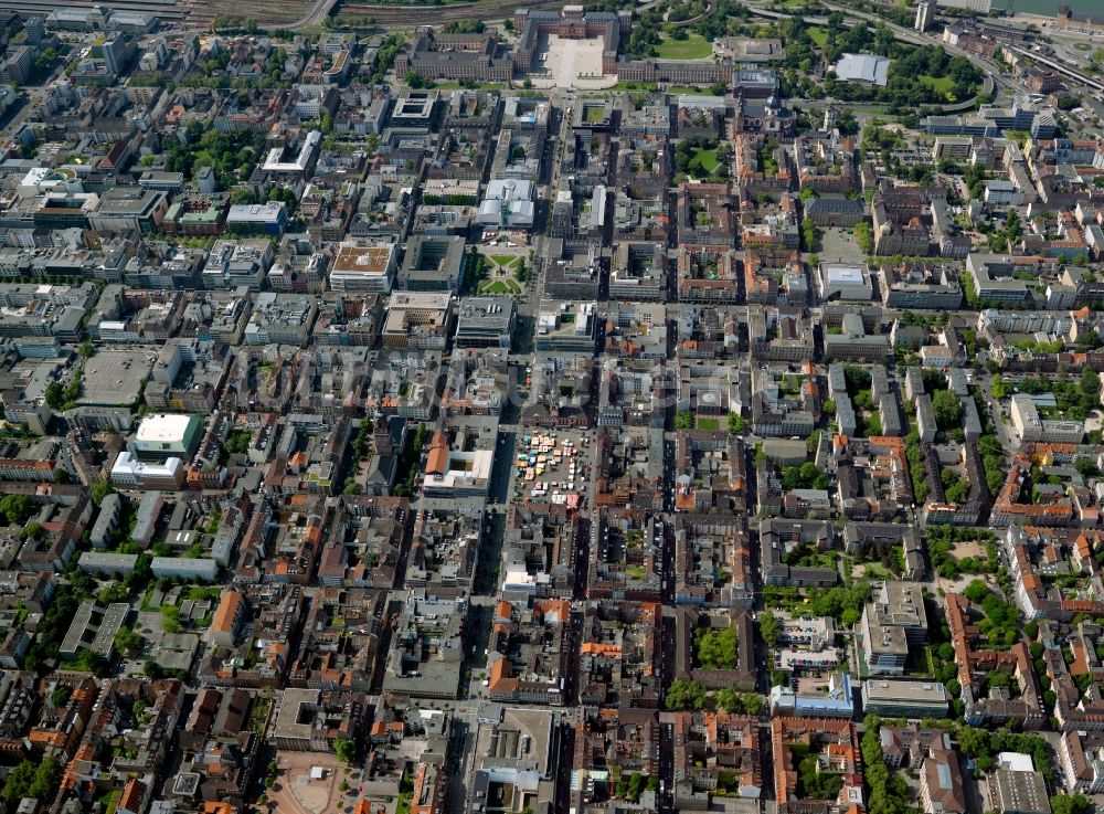Mannheim aus der Vogelperspektive: Stadtansicht vom Zentrum der Stadt Mannheim im Bundesland Baden-Württemberg