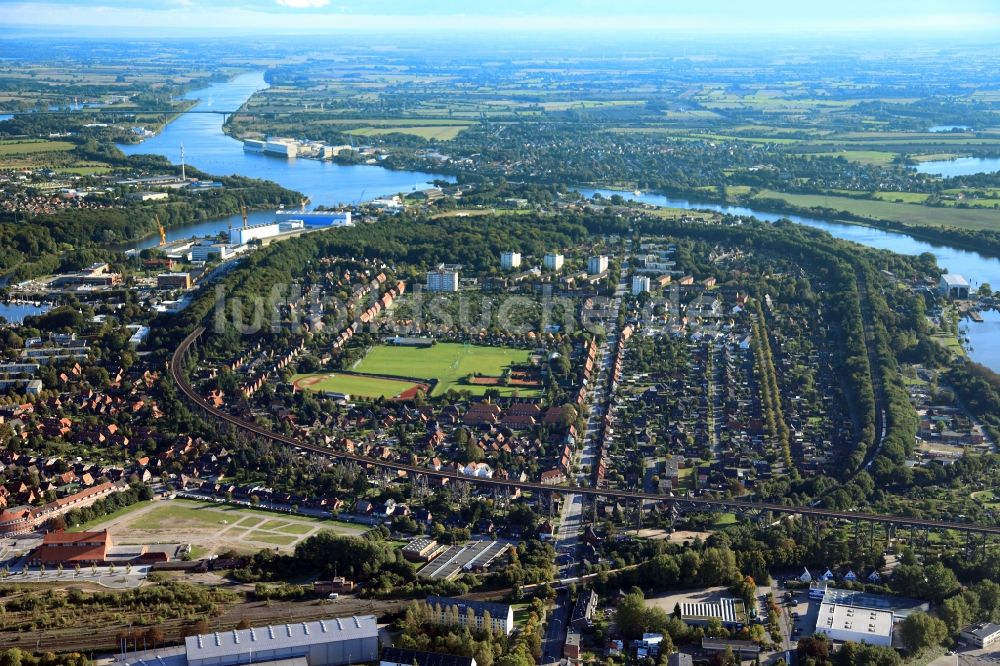 Rendsburg von oben - Stadtansicht vom Zentrum der Stadt Rendsburg im Bundesland Schleswig-Holstein
