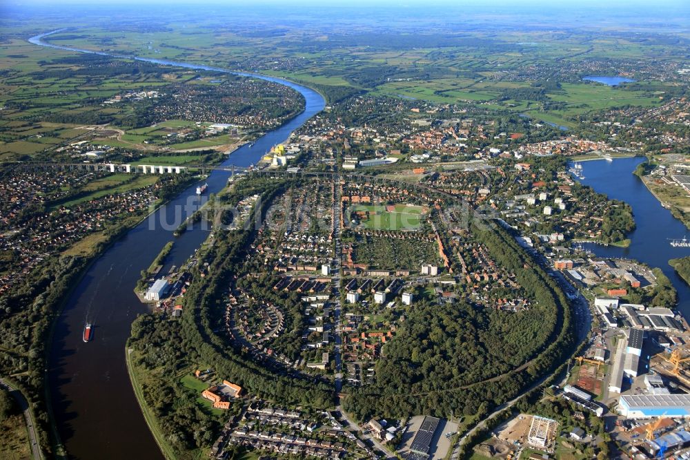Rendsburg aus der Vogelperspektive: Stadtansicht vom Zentrum der Stadt Rendsburg im Bundesland Schleswig-Holstein
