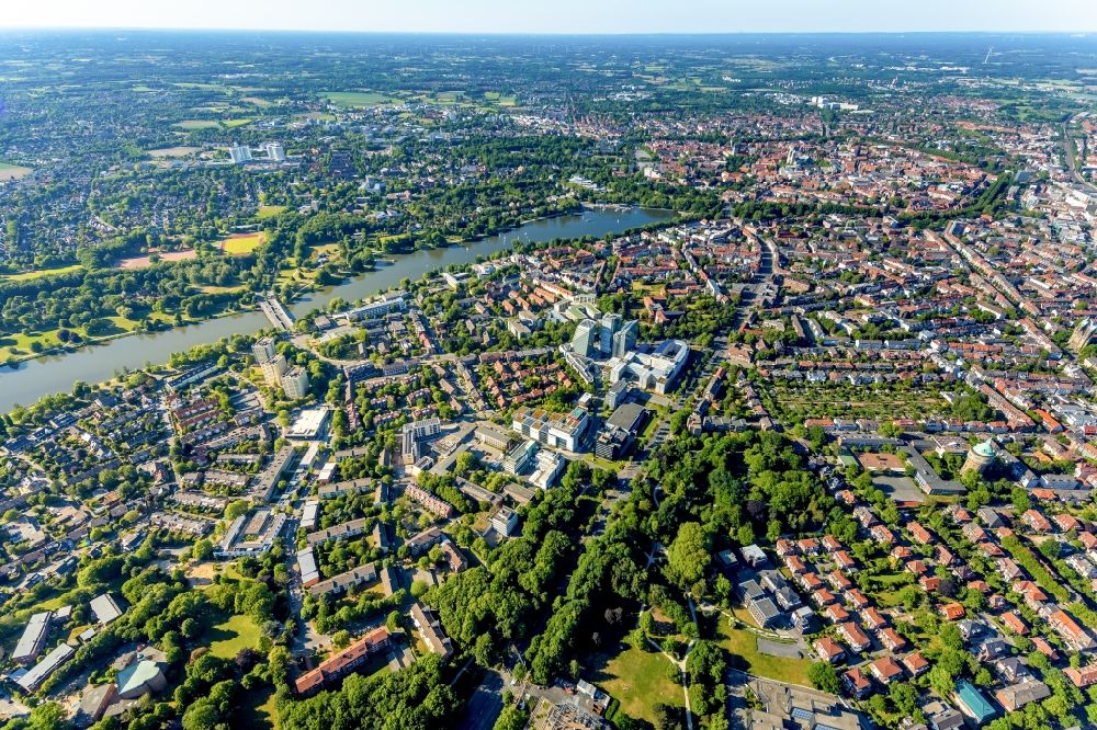 Luftaufnahme Münster - Stadtgebiet mit Außenbezirken und Innenstadtbereich in Münster im Bundesland Nordrhein-Westfalen, Deutschland