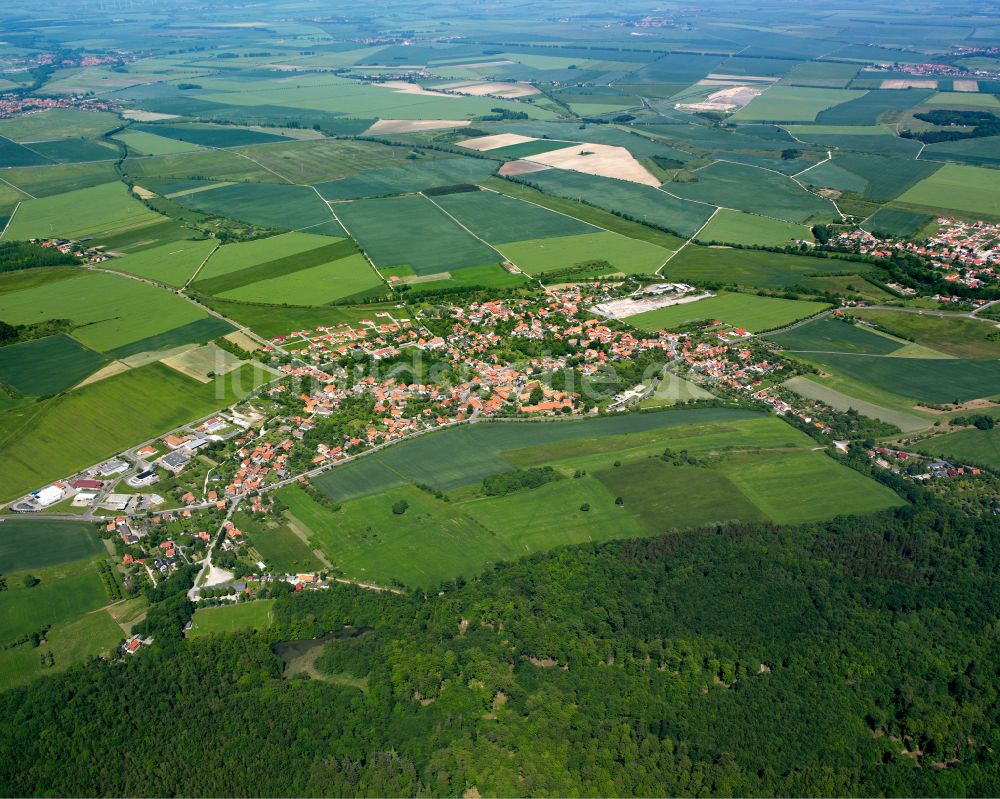 Luftaufnahme Drübeck - Stadtgebiet inmitten der Landwirtschaft in Drübeck im Bundesland Sachsen-Anhalt, Deutschland