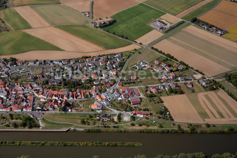 Luftbild Himmelstadt - Stadtgebiet inmitten der Landwirtschaft in Himmelstadt im Bundesland Bayern, Deutschland
