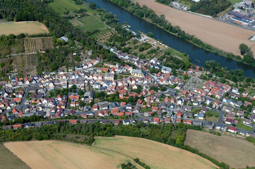 Luftbild Laudenbach - Stadtgebiet inmitten der Landwirtschaft in Laudenbach im Bundesland Bayern, Deutschland