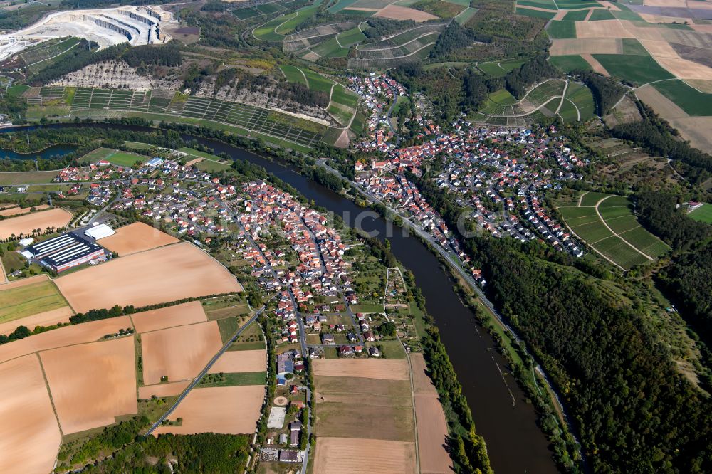 Luftaufnahme Trennfeld - Stadtgebiet inmitten der Landwirtschaft in Trennfeld im Bundesland Bayern, Deutschland