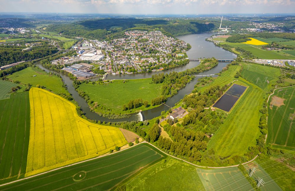 Luftbild Volmarstein - Stadtgebiet inmitten der Landwirtschaft in Volmarstein im Bundesland Nordrhein-Westfalen, Deutschland