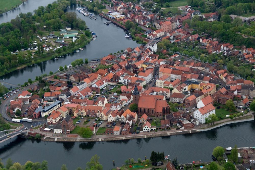 Luftaufnahme Hansestadt Havelberg - Stadtinsel der Hansestadt Havelberg im Bundesland Sachsen-Anhalt