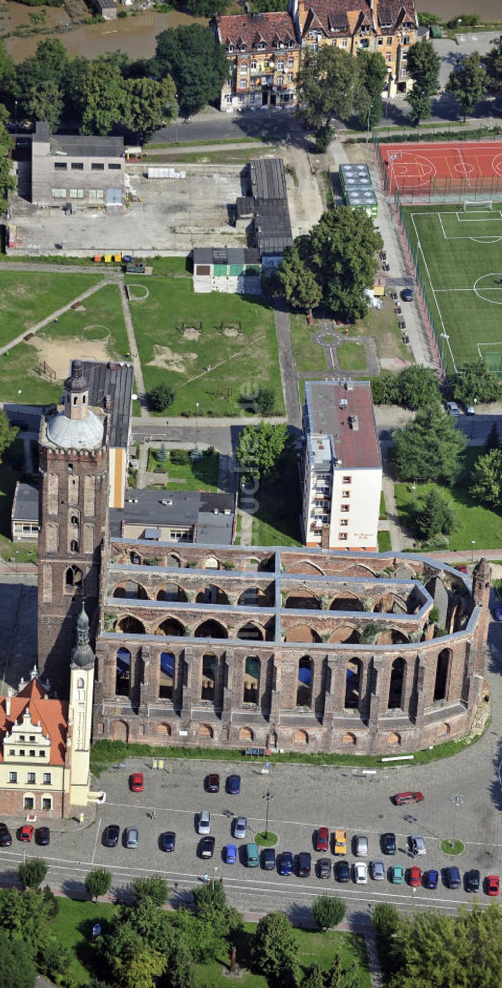 Gubin aus der Vogelperspektive: Stadtkirche Gubin