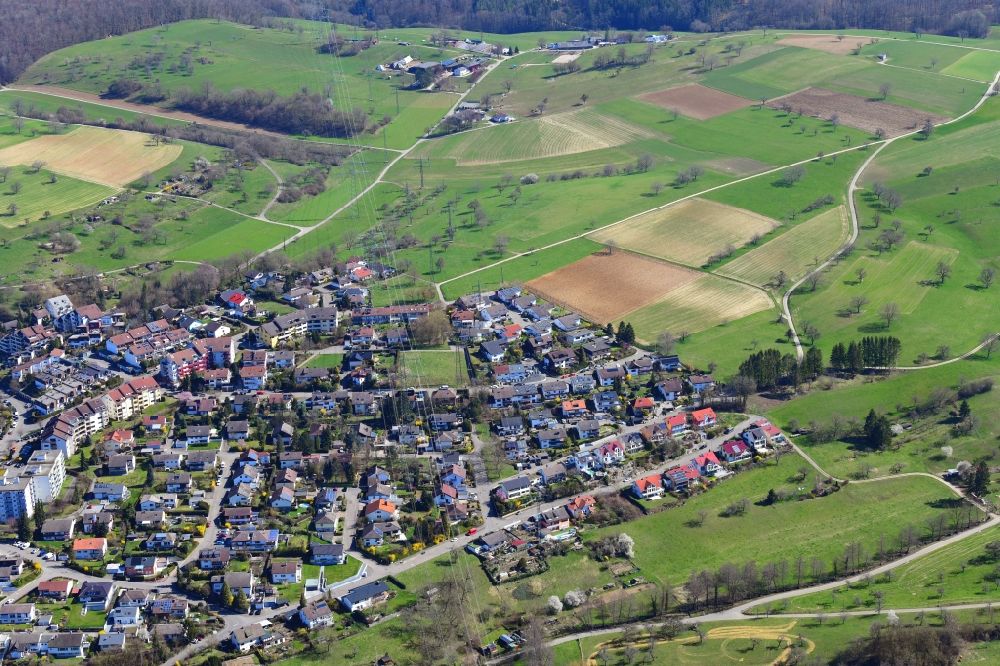 Lörrach von oben - Stadtrand und Außenbezirks- Wohngebiete auf dem Bühl im Ortsteil Brombach in Lörrach im Bundesland Baden-Württemberg, Deutschland