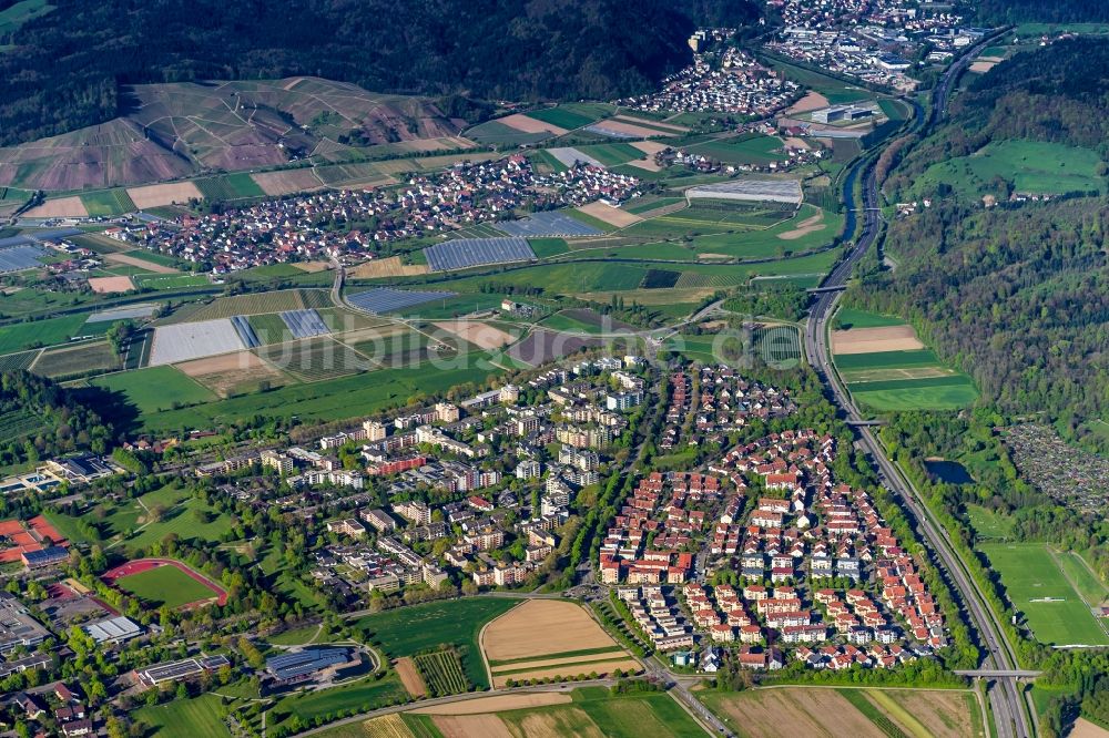 Denzlingen aus der Vogelperspektive: Stadtrand und Außenbezirks- Wohngebiete in Denzlingen im Bundesland Baden-Württemberg