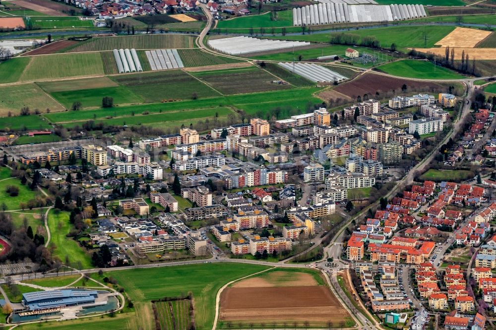 Luftaufnahme Denzlingen - Stadtrand und Außenbezirks- Wohngebiete in Denzlingen im Bundesland Baden-Württemberg, Deutschland