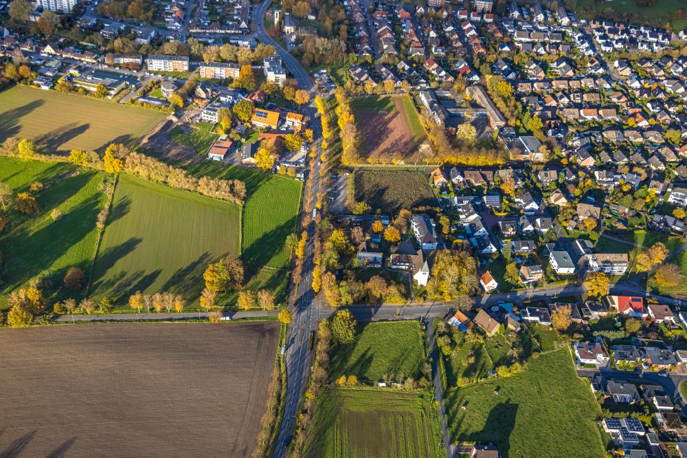 Hamm aus der Vogelperspektive: Stadtrand und Außenbezirks- Wohngebiete in Hamm im Bundesland Nordrhein-Westfalen, Deutschland