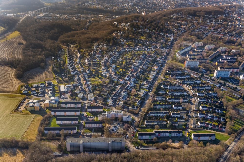 Luftaufnahme Hagen - Stadtrand und Außenbezirks- Wohngebiete Max-Planck-Straße - Cunostraße in Hagen im Bundesland Nordrhein-Westfalen, Deutschland