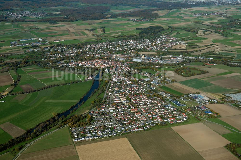 Munderkingen von oben - Stadtrand und Außenbezirks- Wohngebiete in Munderkingen im Bundesland Baden-Württemberg, Deutschland