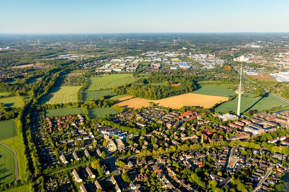 Luftbild Münster - Stadtrand und Außenbezirks- Wohngebiete Schmittingheide - Eltropweg in Münster im Bundesland Nordrhein-Westfalen, Deutschland