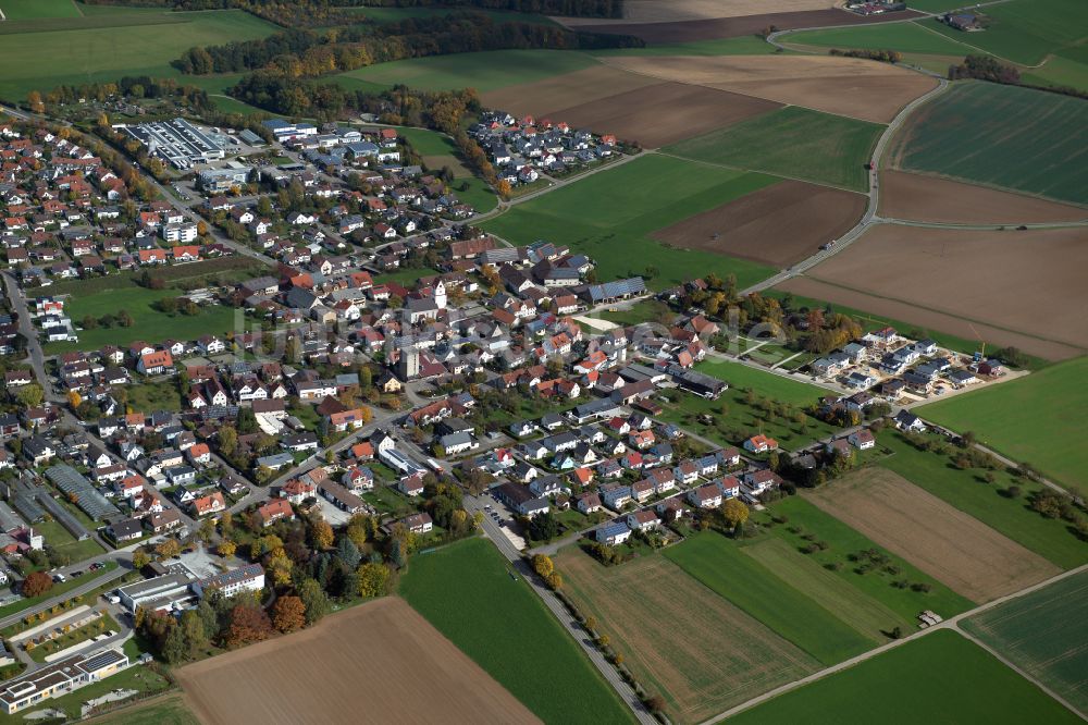 Beimerstetten von oben - Stadtrand mit landwirtschaftlichen Feldern in Beimerstetten im Bundesland Baden-Württemberg, Deutschland
