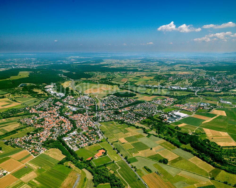 Dußlingen von oben - Stadtrand mit landwirtschaftlichen Feldern in Dußlingen im Bundesland Baden-Württemberg, Deutschland
