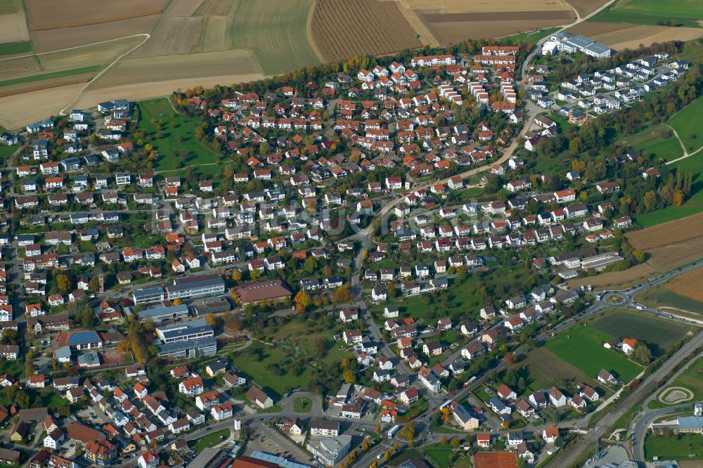Luftbild Erbach - Stadtrand mit landwirtschaftlichen Feldern in Erbach im Bundesland Baden-Württemberg, Deutschland