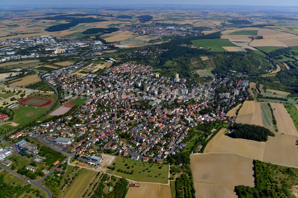Frauenland von oben - Stadtrand mit landwirtschaftlichen Feldern in Frauenland im Bundesland Bayern, Deutschland