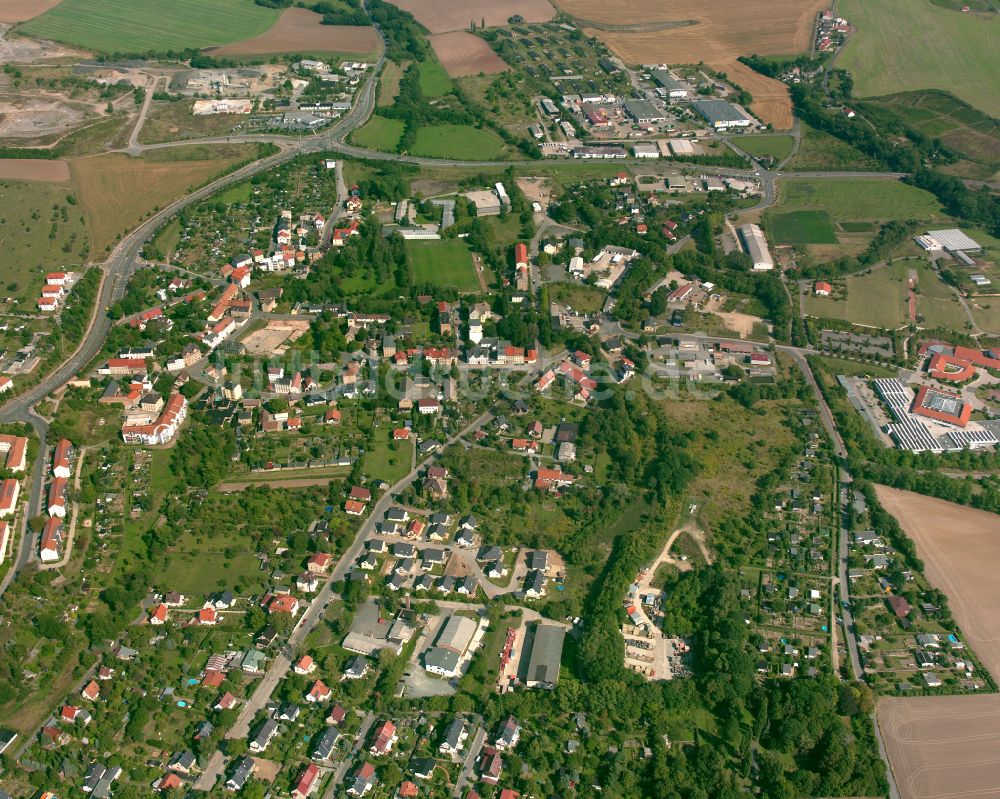 Gera von oben - Stadtrand mit landwirtschaftlichen Feldern in Gera im Bundesland Thüringen, Deutschland
