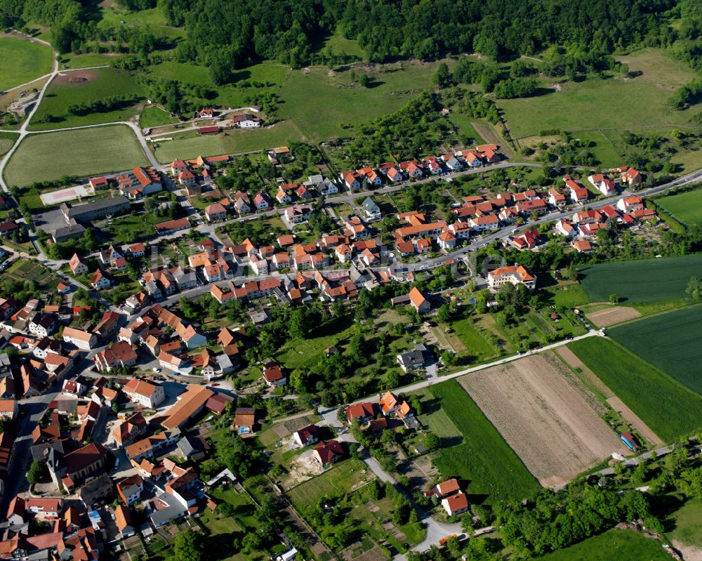 Luftaufnahme Großbartloff - Stadtrand mit landwirtschaftlichen Feldern in Großbartloff im Bundesland Thüringen, Deutschland