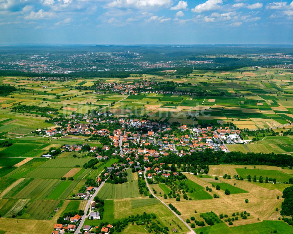 Mähringen aus der Vogelperspektive: Stadtrand mit landwirtschaftlichen Feldern in Mähringen im Bundesland Baden-Württemberg, Deutschland