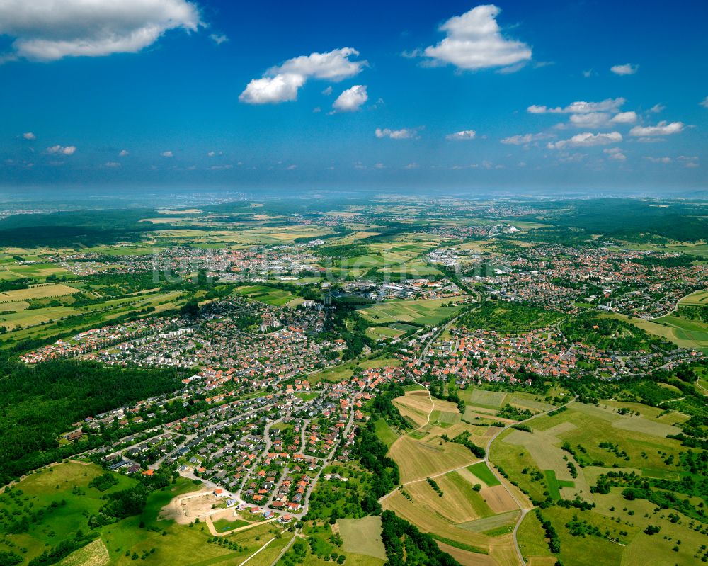Mössingen von oben - Stadtrand mit landwirtschaftlichen Feldern in Mössingen im Bundesland Baden-Württemberg, Deutschland