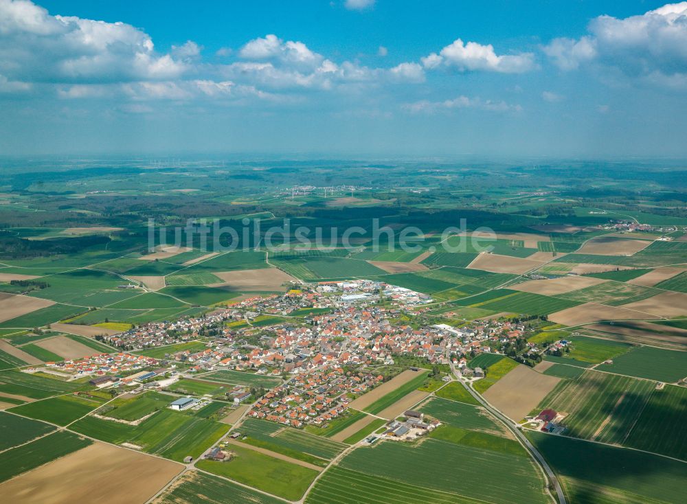 Luftaufnahme Nellingen - Stadtrand mit landwirtschaftlichen Feldern in Nellingen im Bundesland Baden-Württemberg, Deutschland