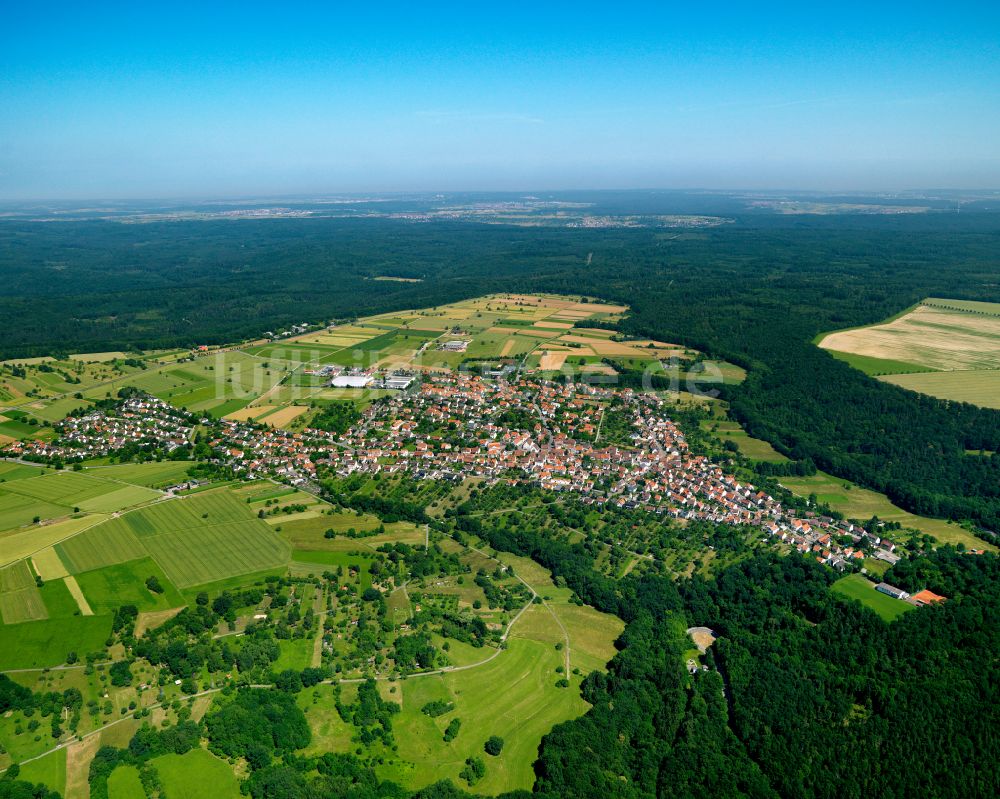 Luftaufnahme Pfrondorf - Stadtrand mit landwirtschaftlichen Feldern in Pfrondorf im Bundesland Baden-Württemberg, Deutschland