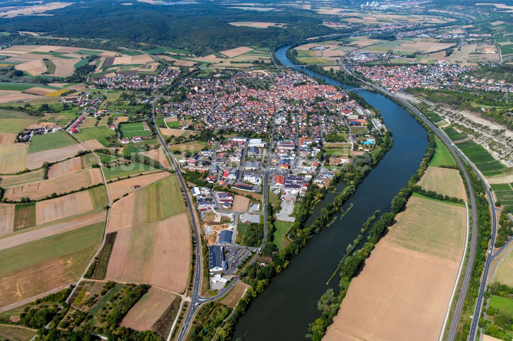 Luftbild Retzbach - Stadtrand mit landwirtschaftlichen Feldern in Retzbach im Bundesland Bayern, Deutschland