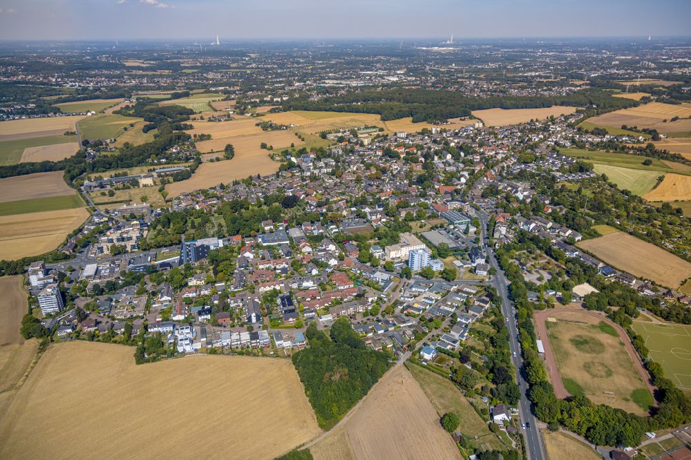 Luftaufnahme Stockum - Stadtrand mit landwirtschaftlichen Feldern in Stockum im Bundesland Nordrhein-Westfalen, Deutschland