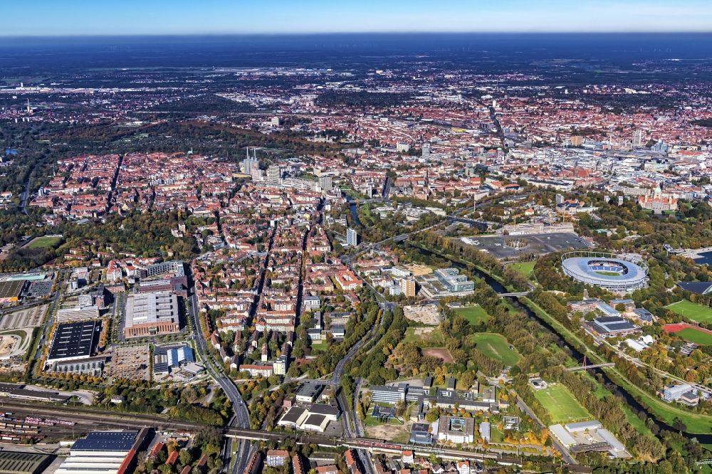 Luftaufnahme Hannover - Stadtteil Linden - Nord im Stadtgebiet im Ortsteil Linden-Limmer in Hannover im Bundesland Niedersachsen, Deutschland